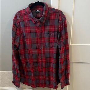 O’Neill Men's Red and Gray Flannel Shirt